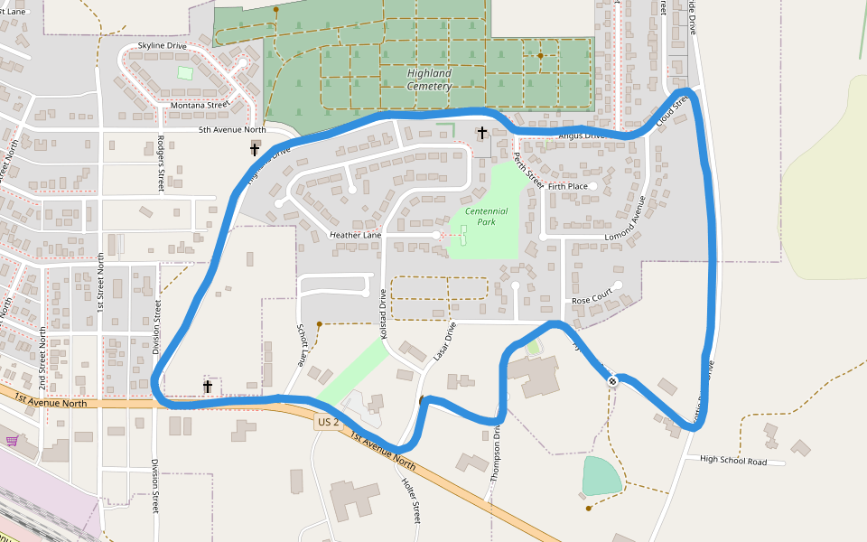 Smith Clinic Park walking route map in Glasgow
