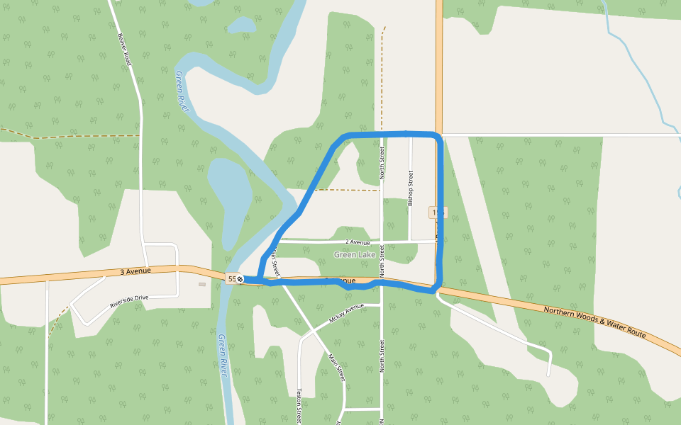 Green River walking route map in Green Lake