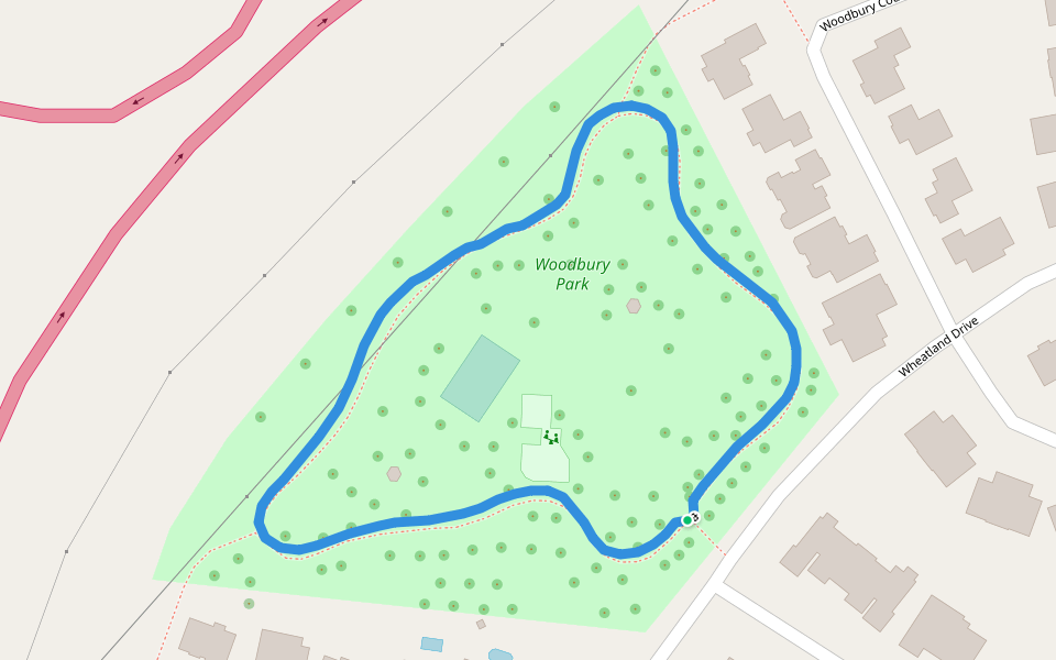 Woodbury Park walking route map in Fargo