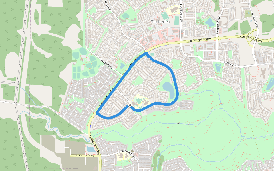 Brett Storm Pond walking route map in Fort McMurray