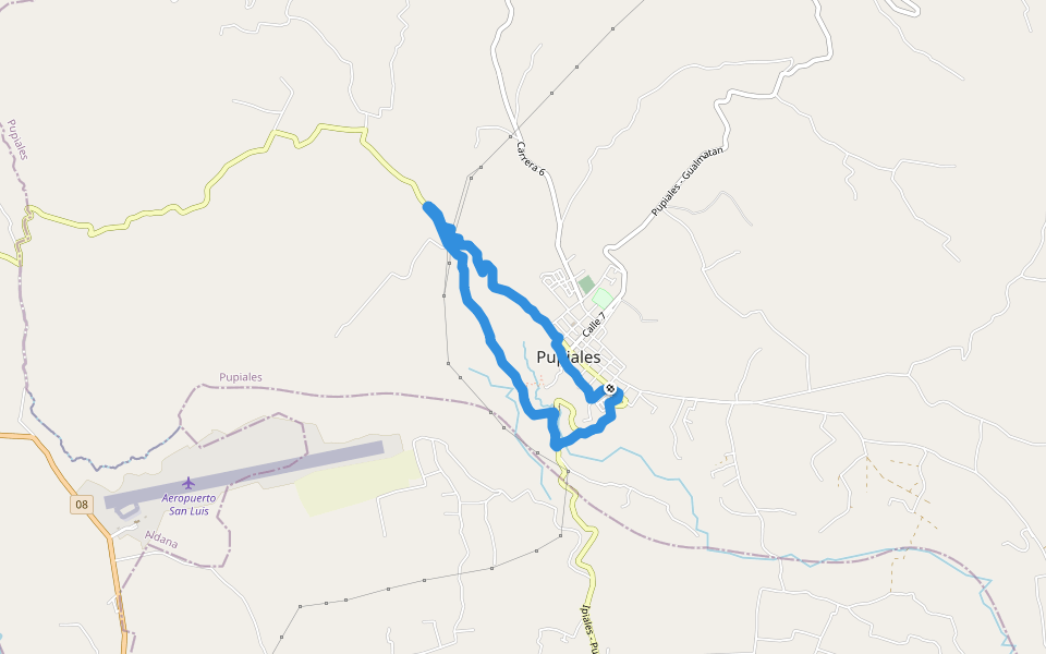 Parque Bolivar walking route map in La Unión