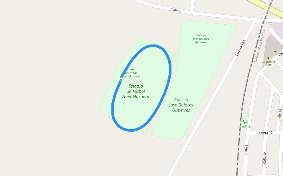 Estadio de Fútbol Noel Mazuera walking route map in Zarzal