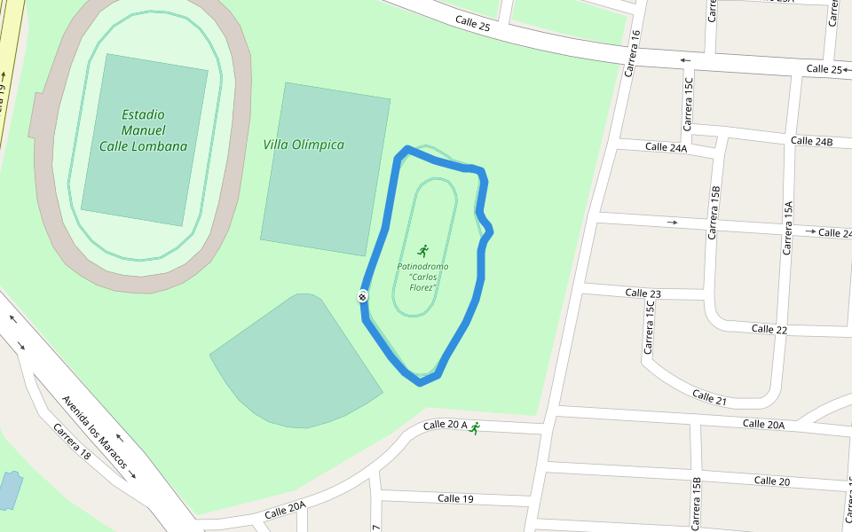 Villa Olímpica walking route map in Villavicencio