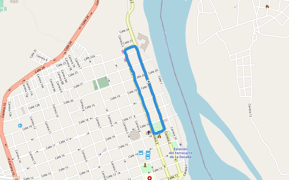 Parque Bolívar walking route map in Chinchiná
