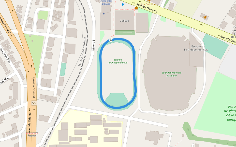 Coliseo walking route map in Tunja