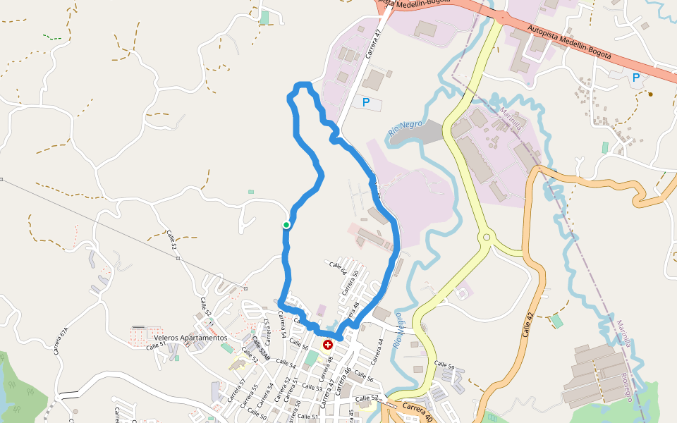 Parque Ecológico Lago Santander walking route map in Rionegro