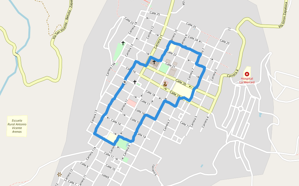 Polideportivo walking route map in Zapatoca