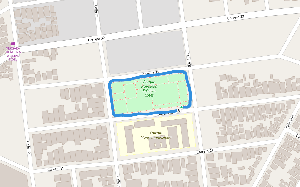 Parque Napoleón Salcedo Cotes walking route map in Soledad