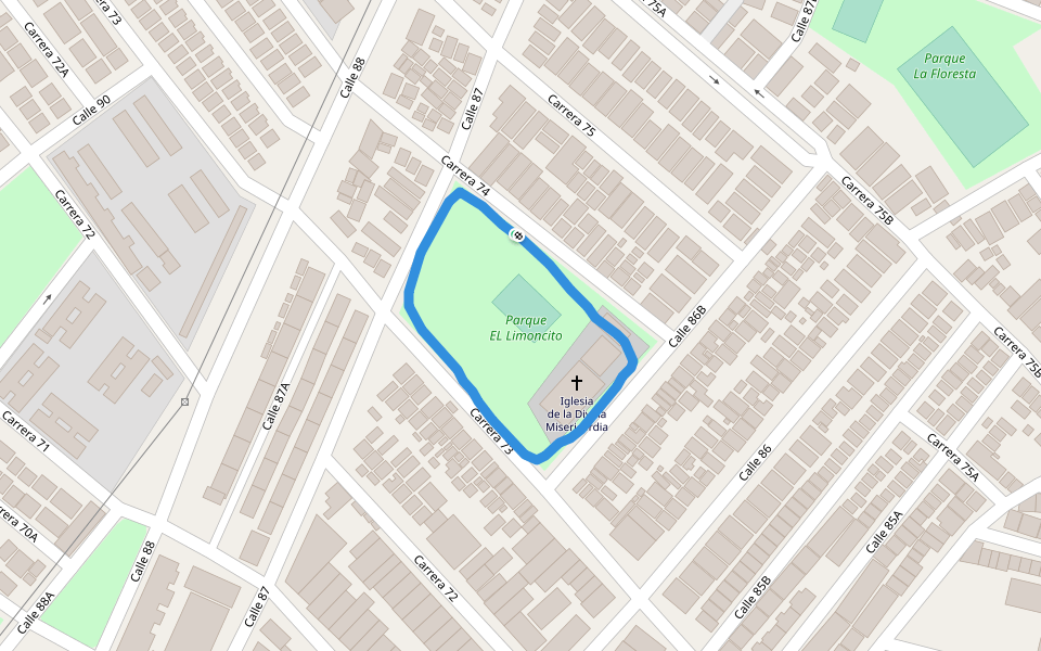 Parque EL Limoncito walking route map in Soledad