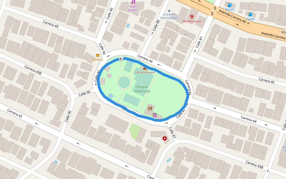 Parque Venezuela walking route map in Soledad