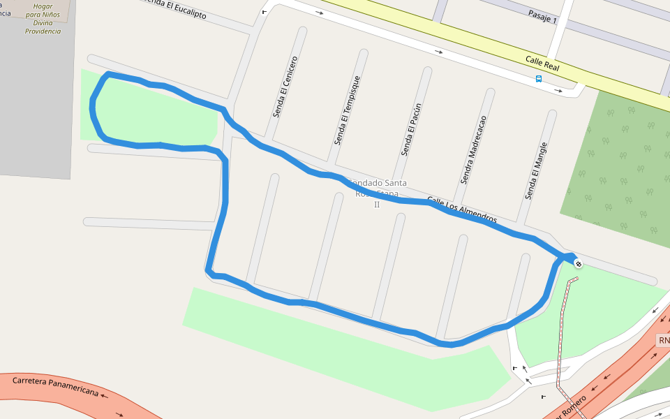 Paso Peatonal Condado Santa Rosa walking route map in Santa Tecla