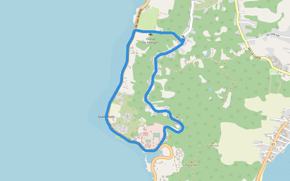 Pursey Hill walking route map in San Andrés