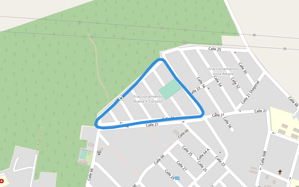 Cancha de fútbol Nueva X-Corazón walking route map in Valladolid