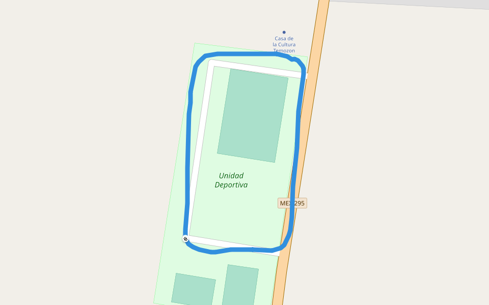 Unidad Deportiva walking route map in Temozón