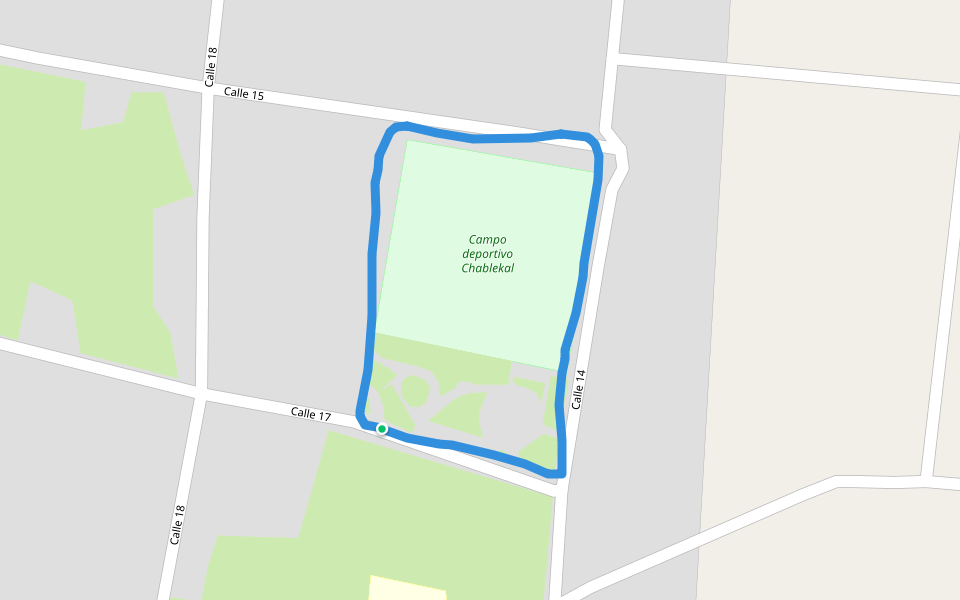 Campo deportivo Chablekal walking route map in Chablekal
