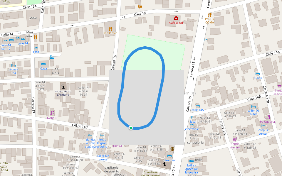 Estadio Federico Serrano S walking route map in Riohacha