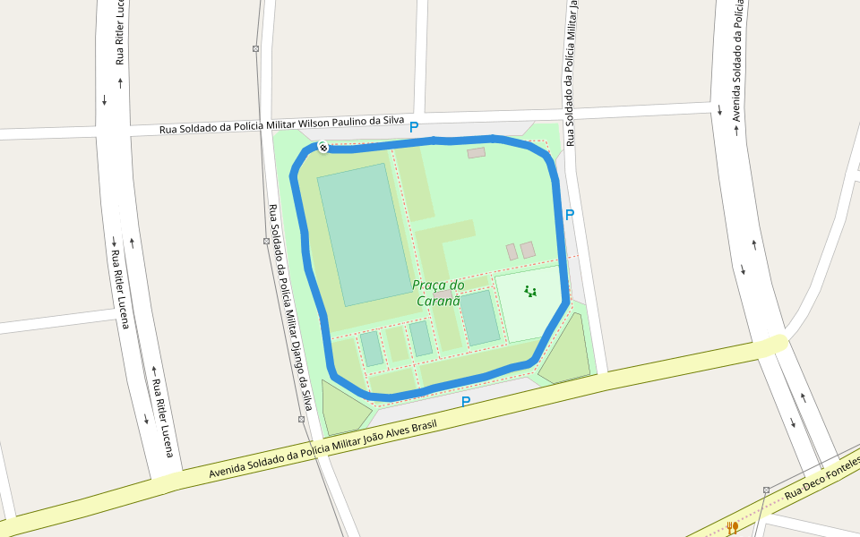 Praça do Caranã walking route map in Boa Vista