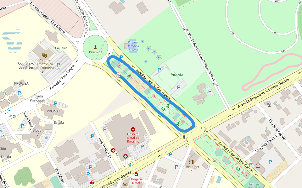 Praça e Complexo Desportivo Ayrton Senna walking route map in Boa Vista