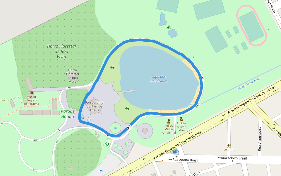 Parque Anauá walking route map in Boa Vista