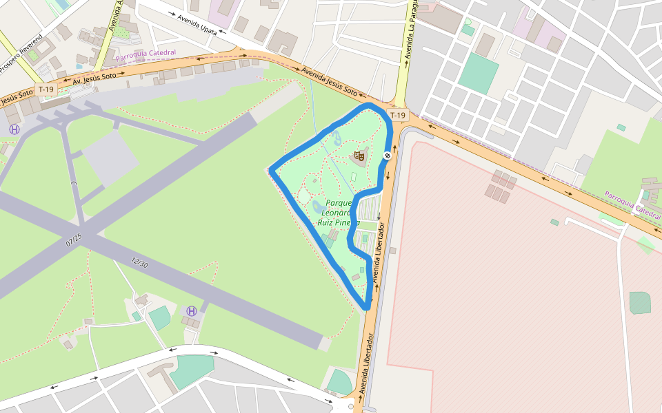 Parque Leonardo Ruíz Pineda walking route map in Ciudad Bolívar
