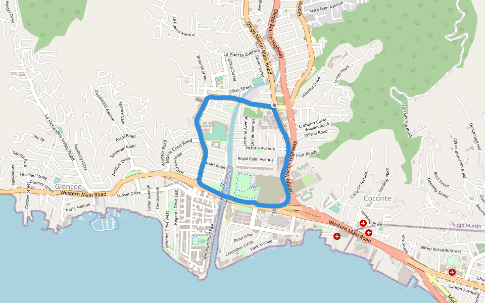 West Park Savannah walking route map in Petit Valley