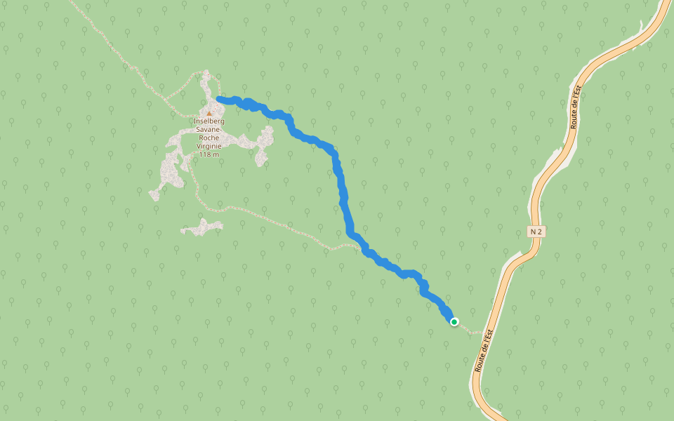 Inselberg Savane-Roche Virginie walking route map in Regina