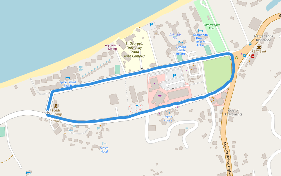St George's University Grand Anse Campus walking route map in The Lime