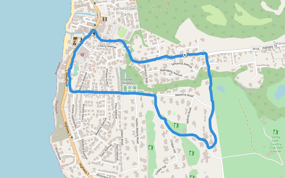 Villas walking route map in Holetown