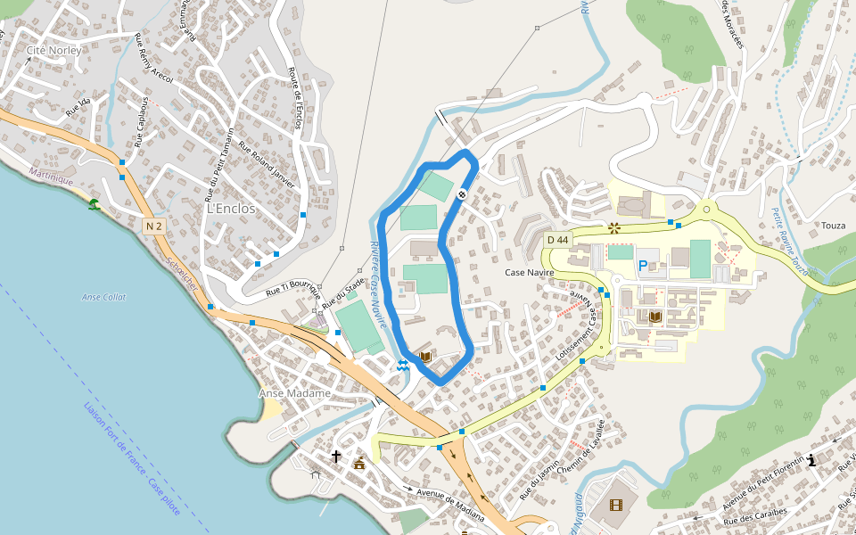 École Anse Madame B walking route map in Schoelcher