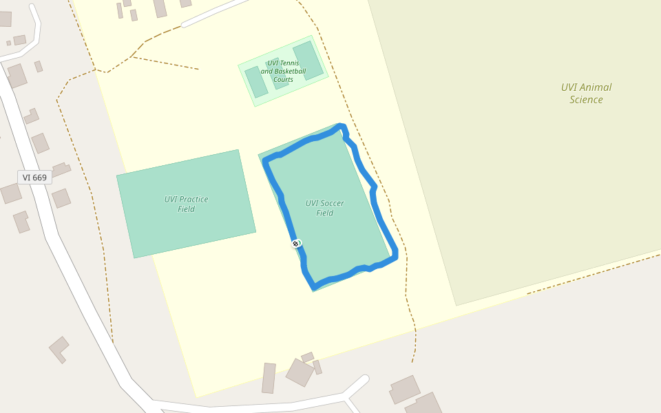 University of Virgin Islands - St. Croix Campus walking route map in Christiansted