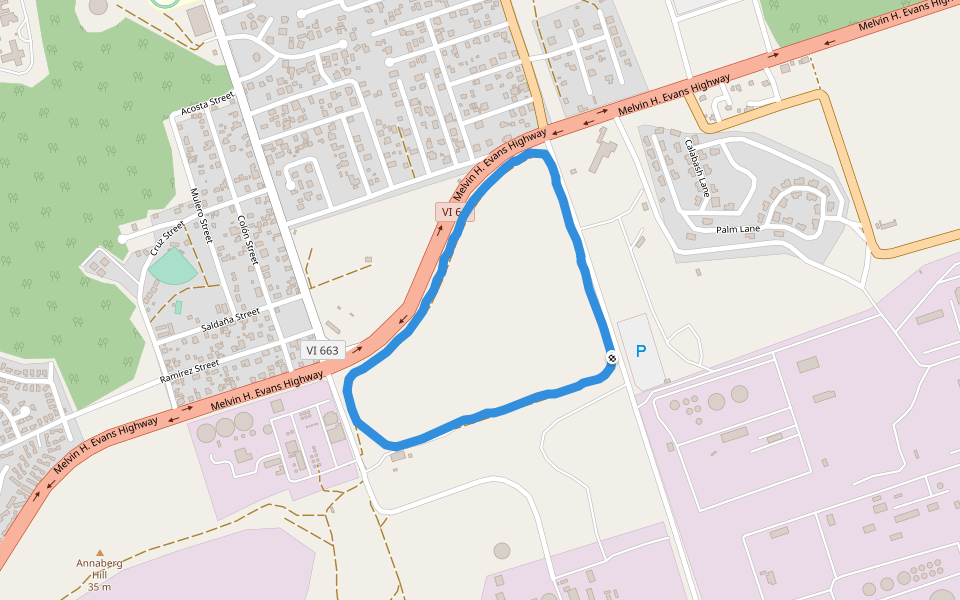 Captain Morgan's Distillery walking route map in Christiansted