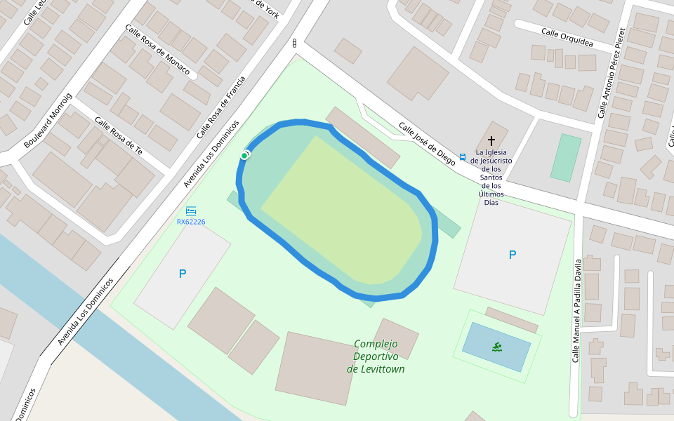 Complejo Deportivo de Levittown walking route map in Toa Baja