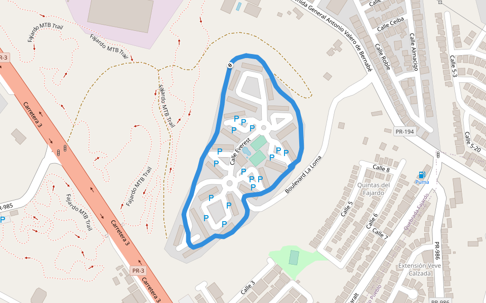 Fajardo MTB Trail walking route map in Fajardo