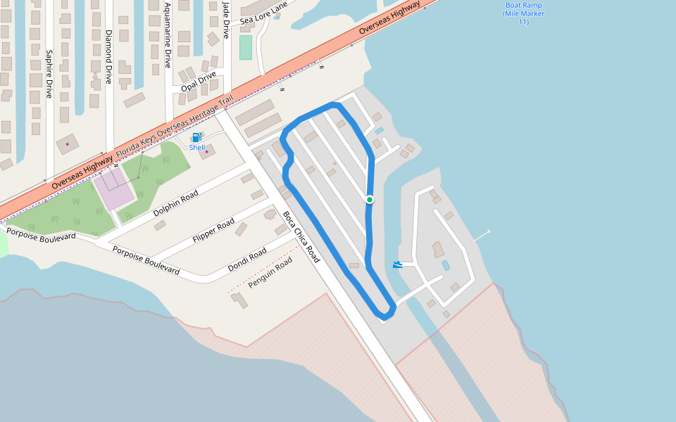 Florida Keys National Marine Sanctuary walking route map in Naval Air Station Key West