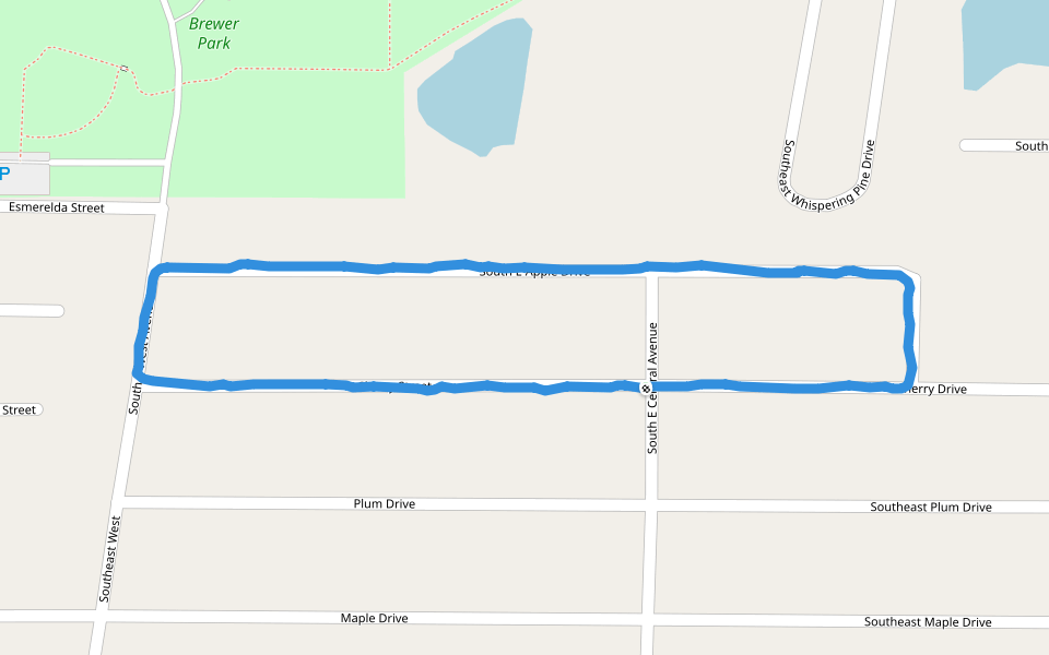Brewer Park walking route map in Arcadia