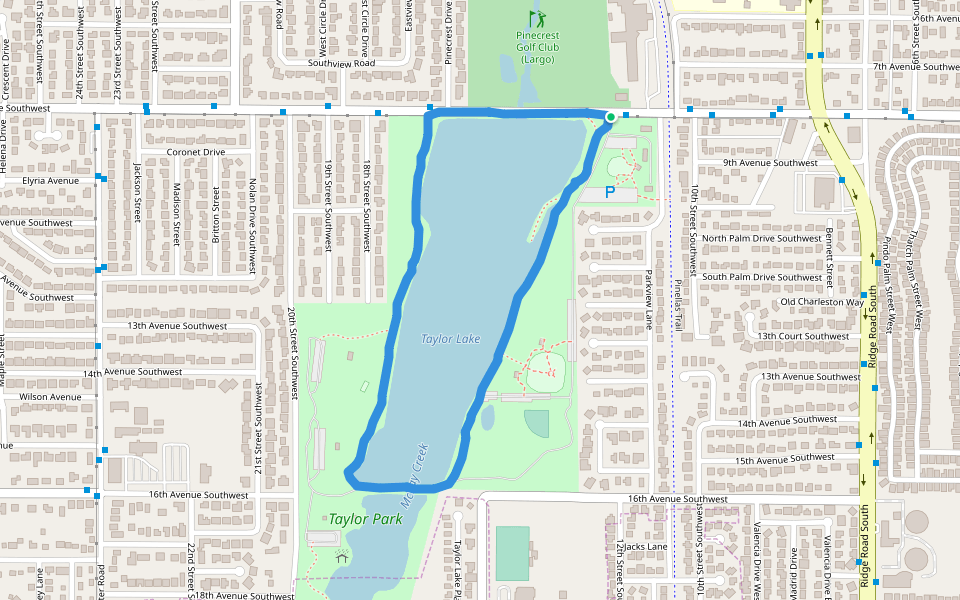 Taylor Lake walking route map in Largo