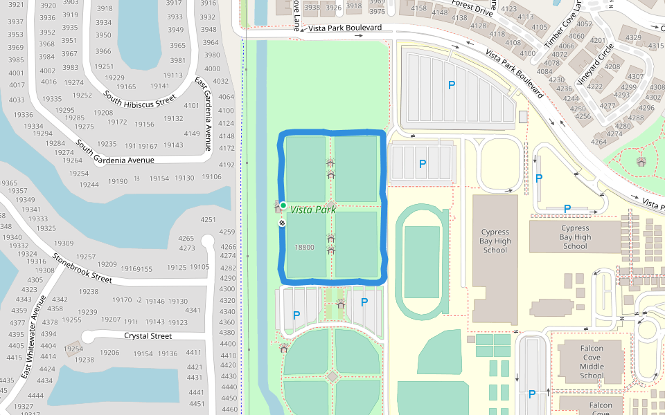 Vista Park walking route map in Weston