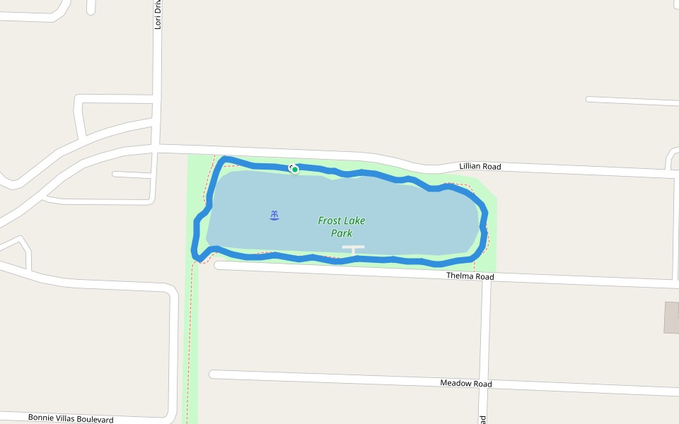 Frost Lake Park walking route map in Palm Springs