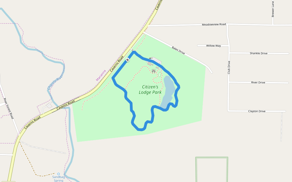 Citizen's Lodge Park walking route map in Marianna