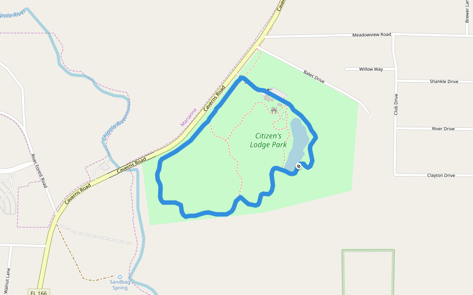 Citizen's Lodge Park walking route map in Marianna