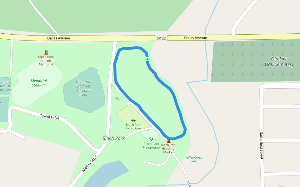 Bloch Park walking route map in Selma