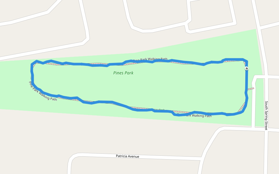 Pines Park walking route map in Talladega
