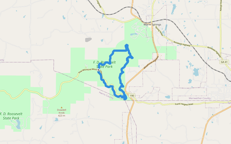 F. D. Roosevelt State Park - Pine Moutain Trail walking route map in Warm Springs
