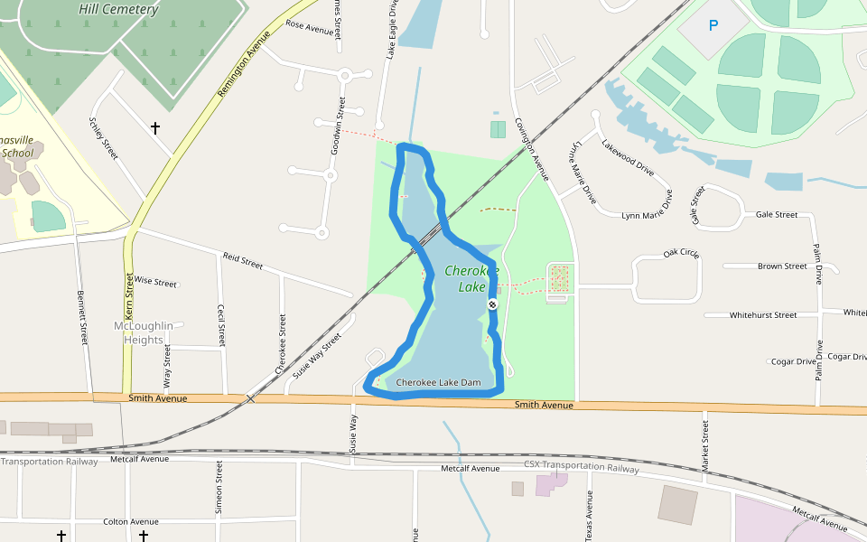 Cherokee Lake walking route map in Thomasville