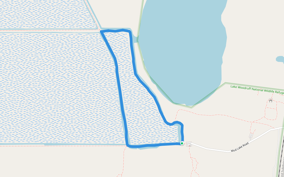 Lake Woodruff National Wildlife Refugee walking route map in De Leon Springs