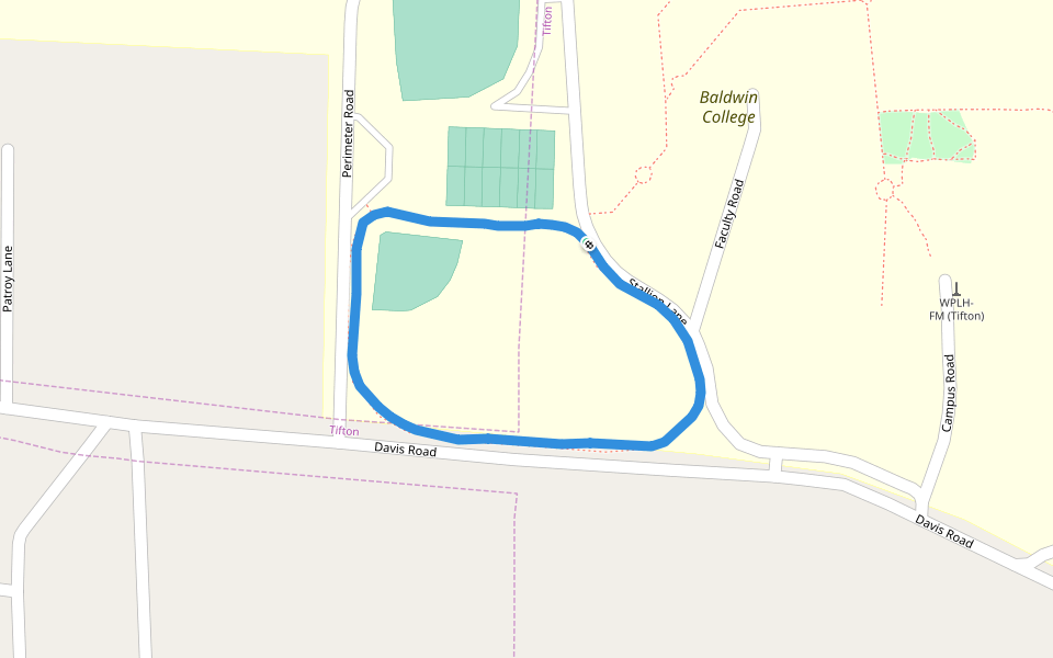 Baldwin College walking route map in Tifton