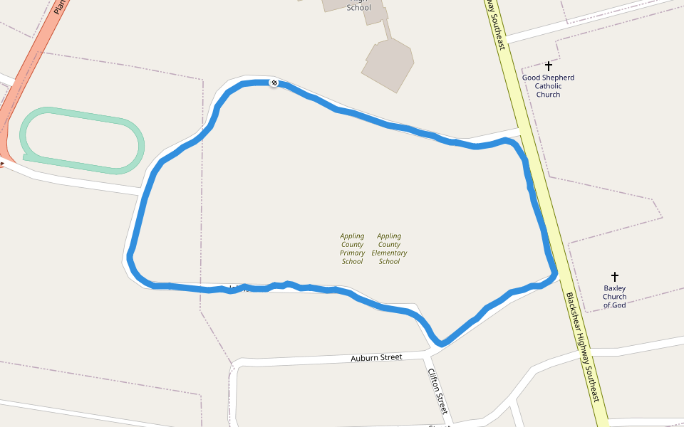 Appling County High School walking route map in Baxley