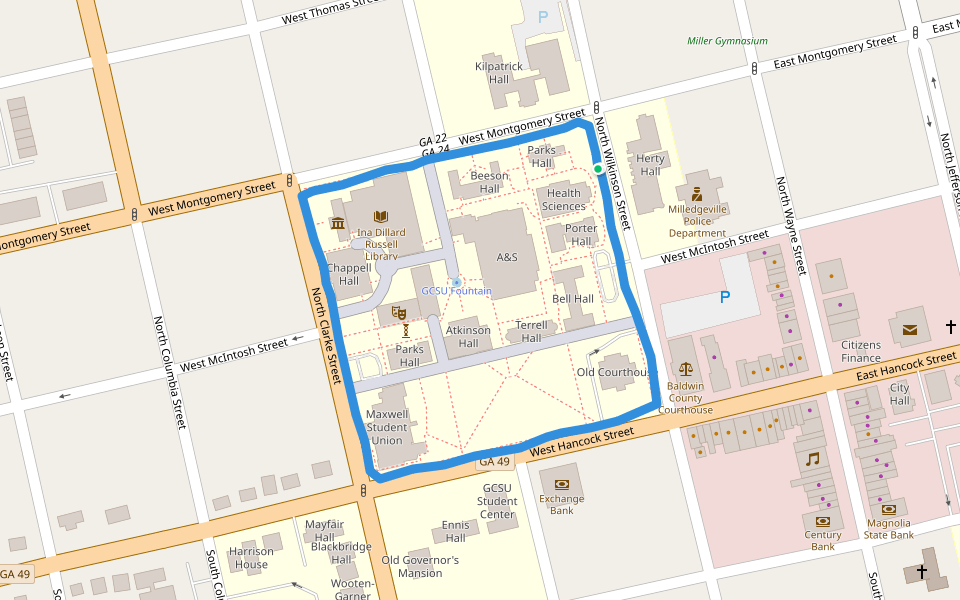 Georgia College And State University Walking And Running Trail Pacer