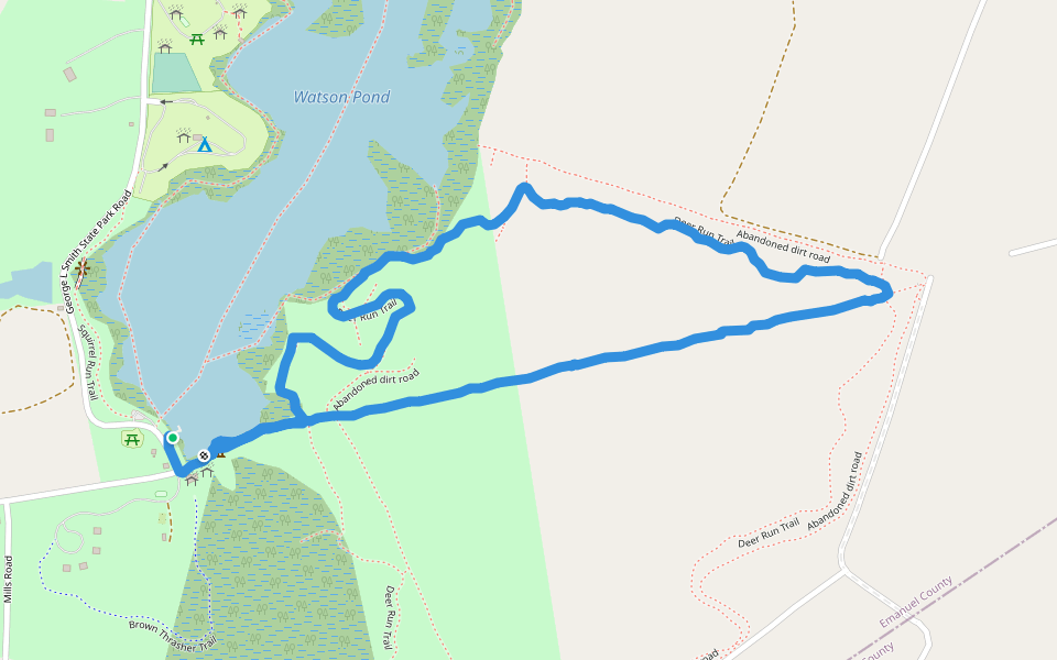 Mill house pond trail walking route map in Twin City