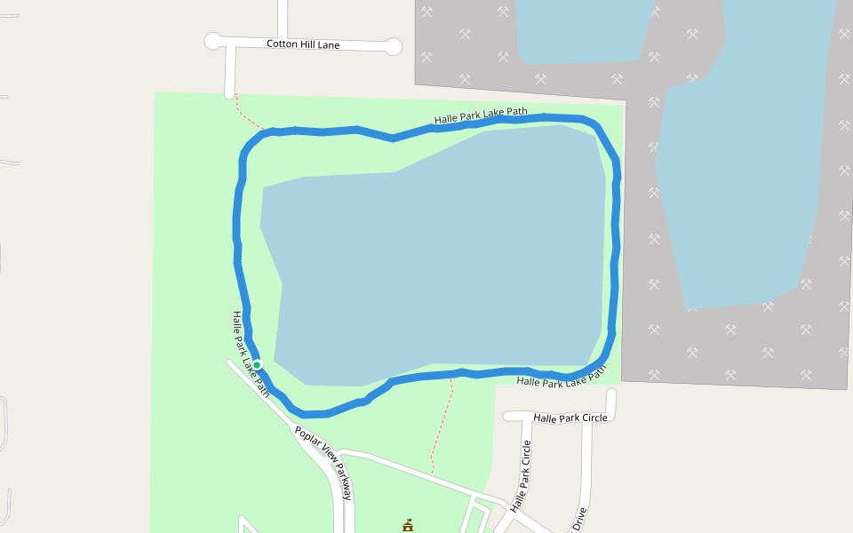 Halle Park walking route map in Collierville